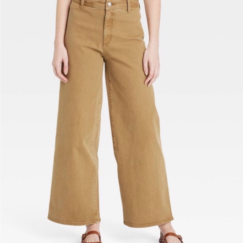 Universal Thread Light Brown/ Tan Denim Twill High Rise Sailor Pants, size 8